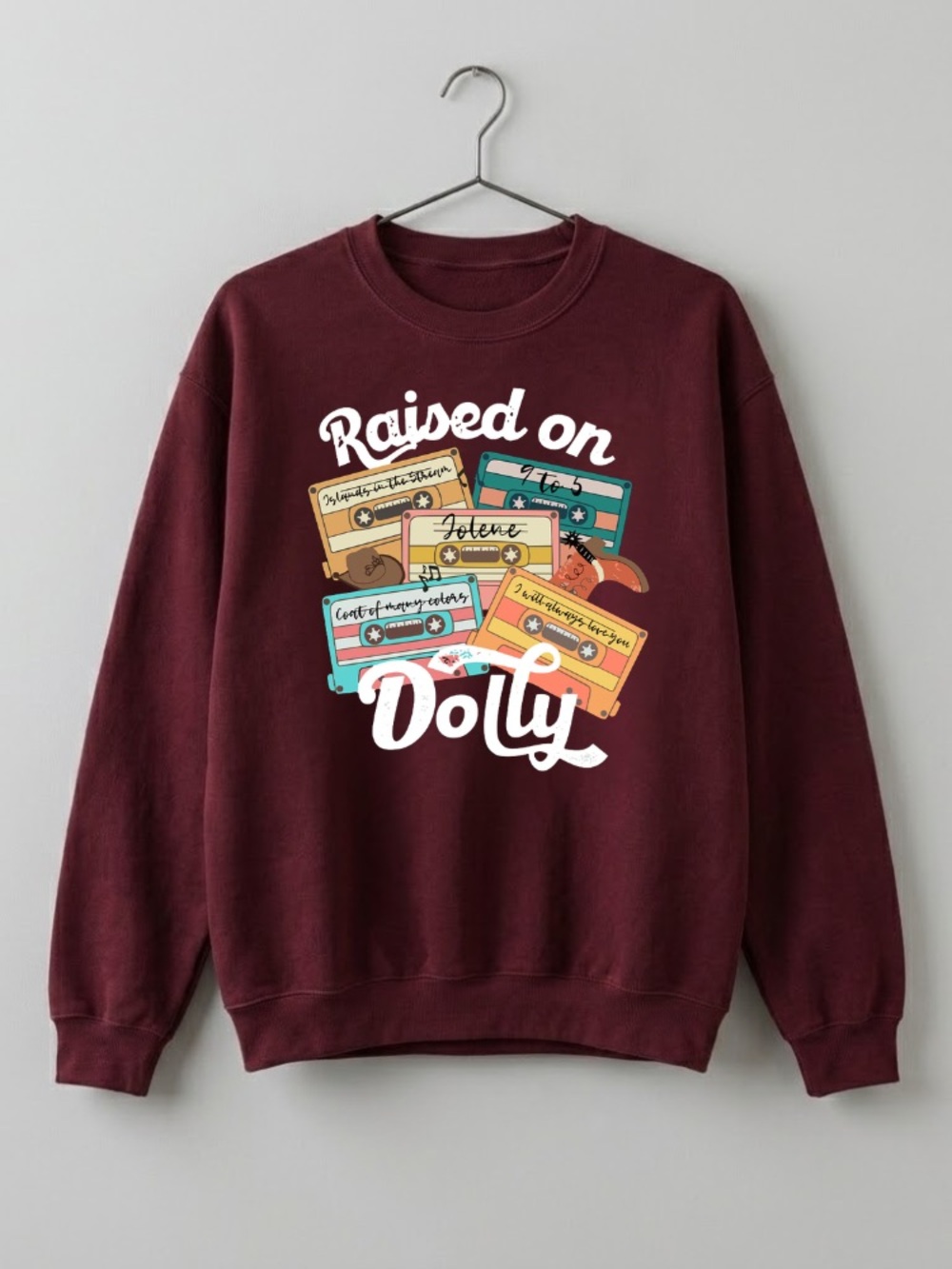 Raised on Dolly Retro Country Music Cassette Sweatshirt, Dolly Parton Shirt